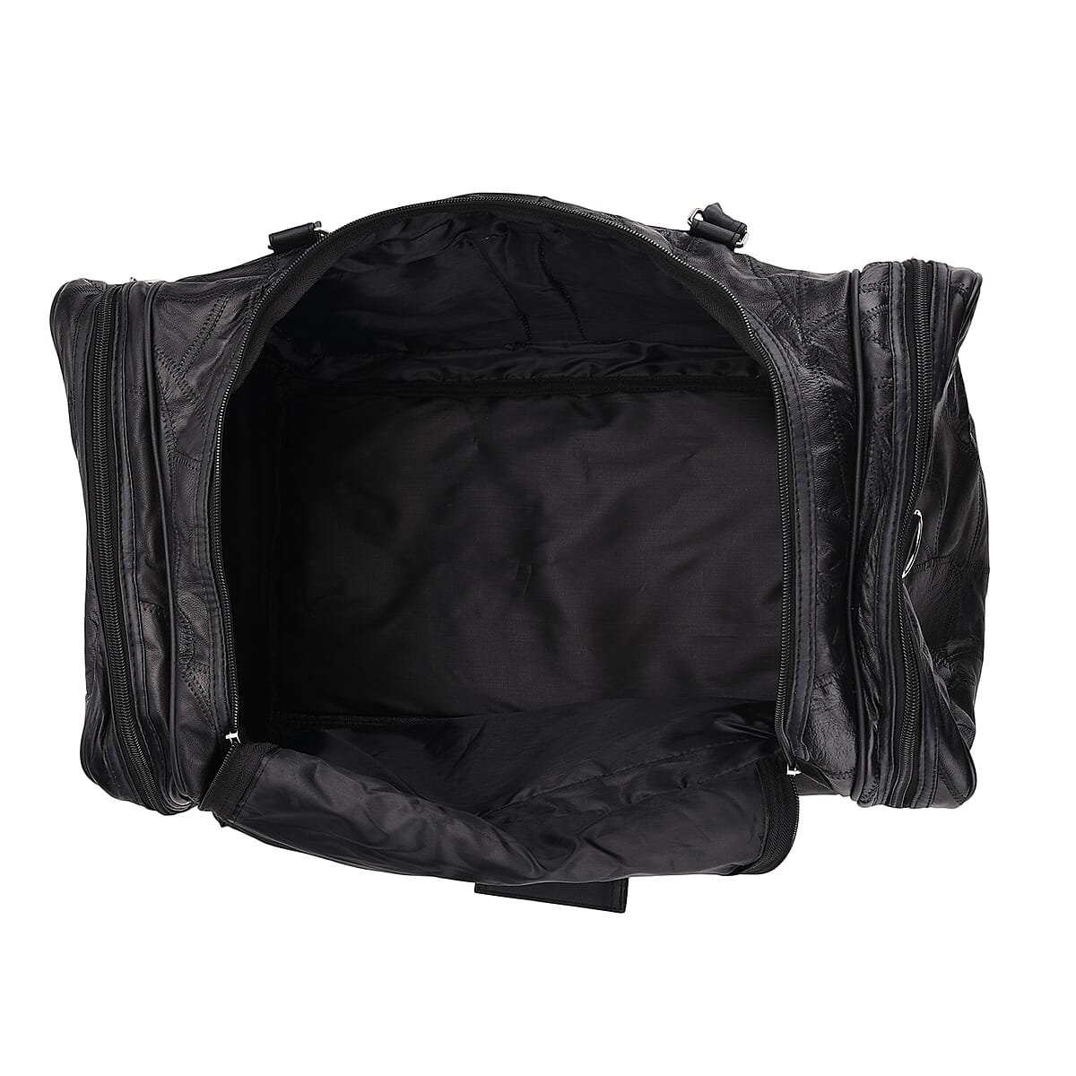 Multi Color Patchwork Sheep Genuine Leather Travel Bag with Detachable Shoulder Strap image number 4