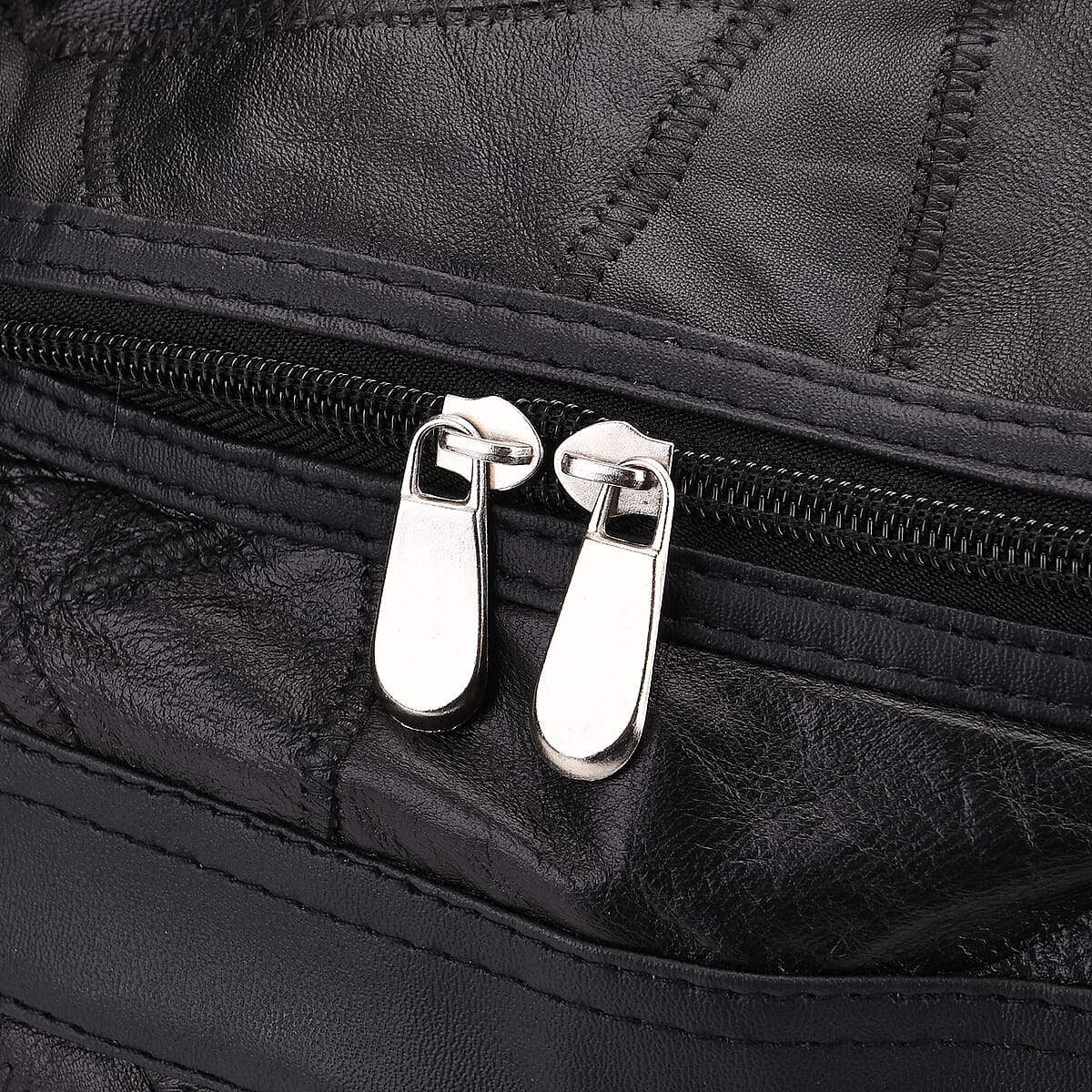 Multi Color Patchwork Sheep Genuine Leather Travel Bag with Detachable Shoulder Strap image number 5