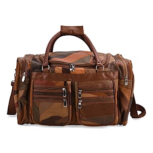 Multi Color Patchwork Sheep Genuine Leather Travel Bag with Detachable Shoulder Strap