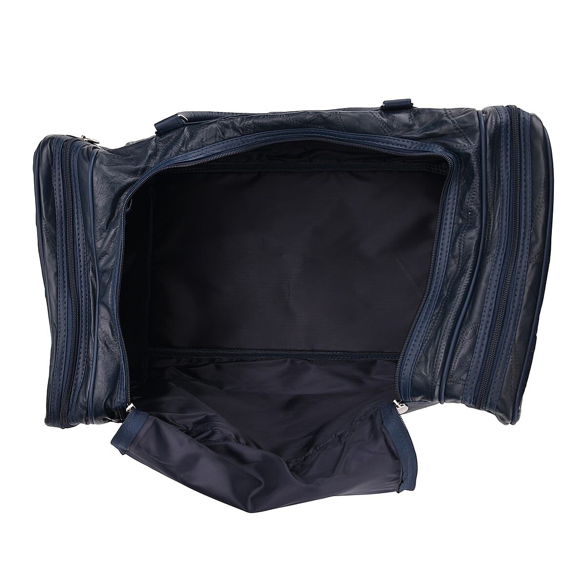 Navy Patchwork Sheep Genuine Leather Travel Bag with Detachable Shoulder Strap image number 4