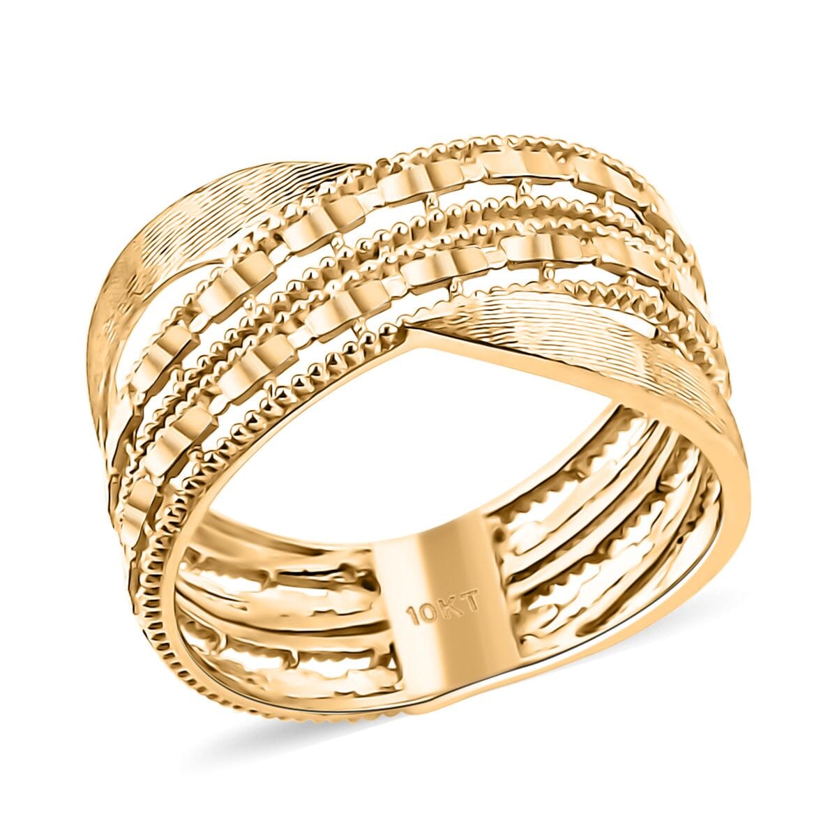 10K Yellow Gold Criss Cross Ring (Size 8.0) 2.69 Grams  image number 0