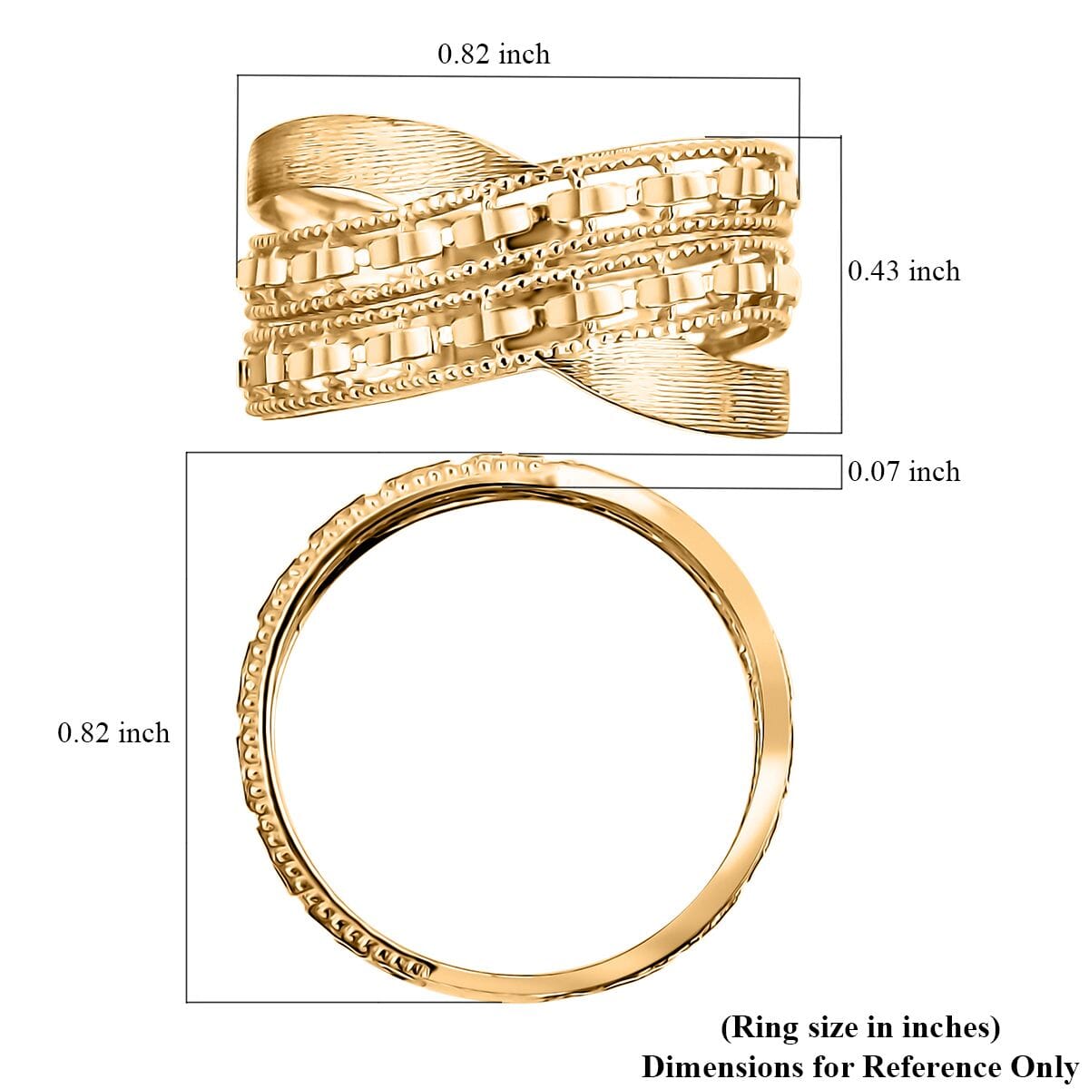 10K Yellow Gold Criss Cross Ring (Size 8.0) 2.69 Grams  image number 4
