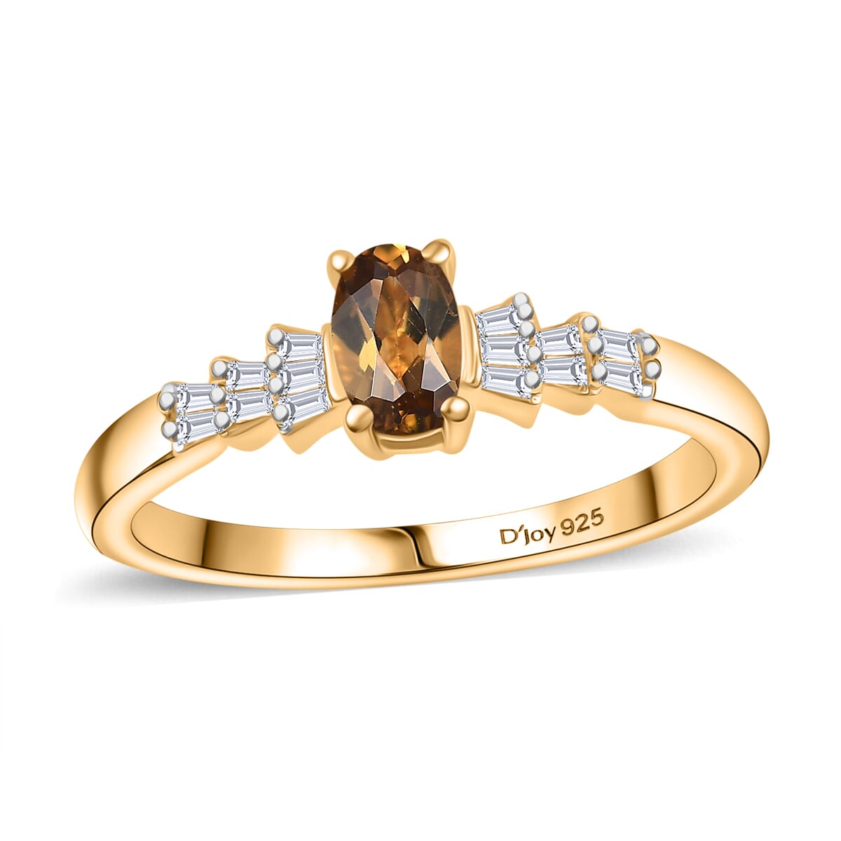 D'Joy Premium Golden Turkizite and White Diamond 0.60 ctw Ring in 18K Vermeil Yellow Gold Sterling Silver (Size 10.0) image number 0