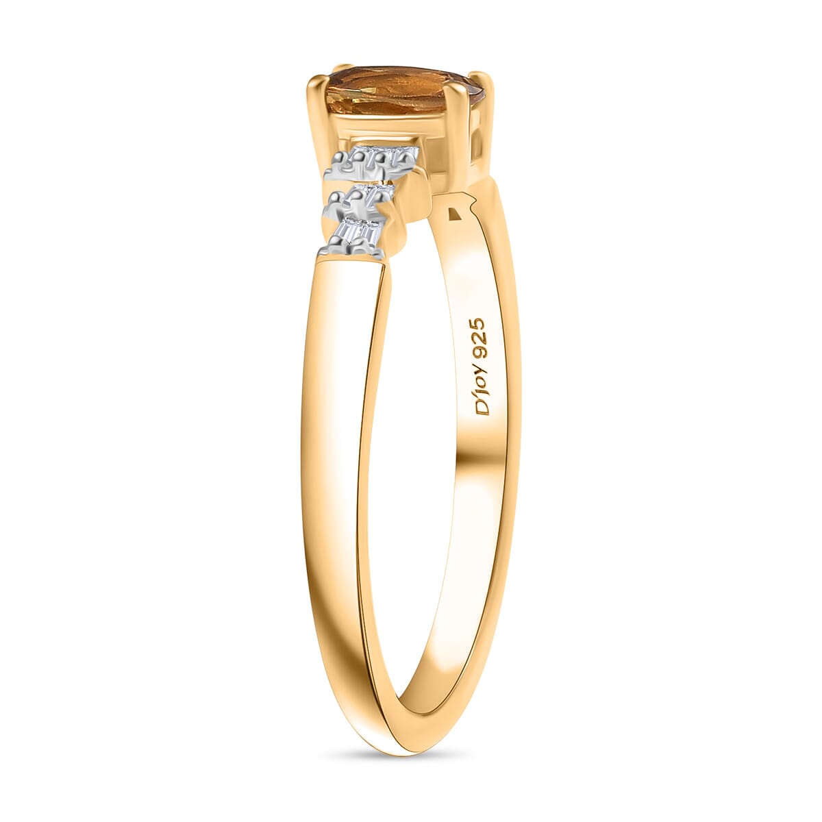 D'Joy Premium Golden Turkizite and White Diamond 0.60 ctw Ring in 18K Vermeil Yellow Gold Sterling Silver (Size 10.0) image number 3