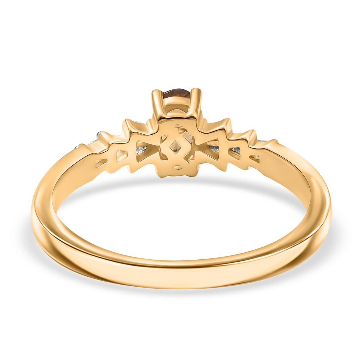 D'Joy Premium Golden Turkizite and White Diamond 0.60 ctw Ring in 18K Vermeil Yellow Gold Sterling Silver (Size 10.0) image number 4