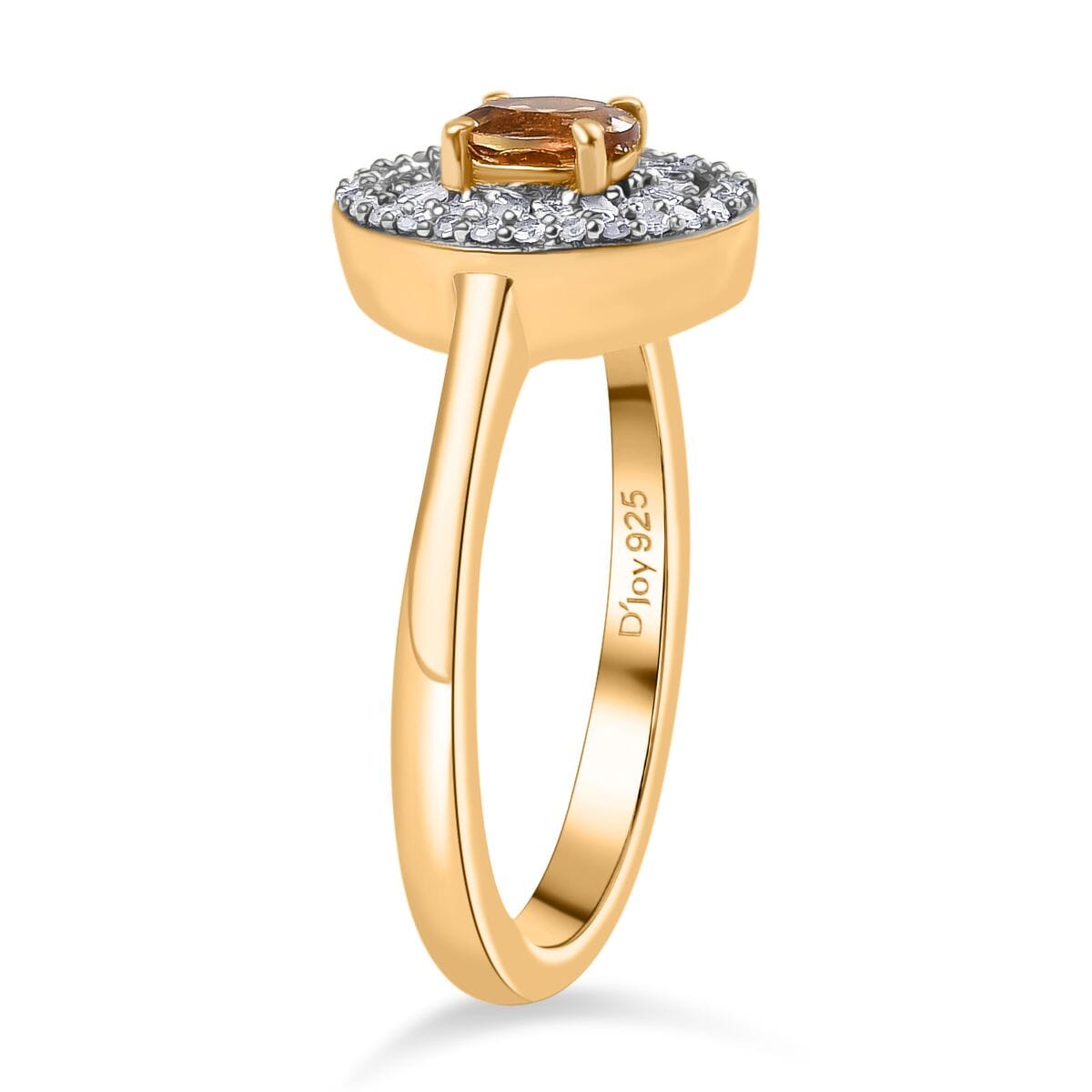 D'Joy Premium Golden Turkizite and White Diamond 0.70 ctw Double Halo Ring in 18K Vermeil Yellow Gold Over Sterling Silver (Size 10.0) image number 3