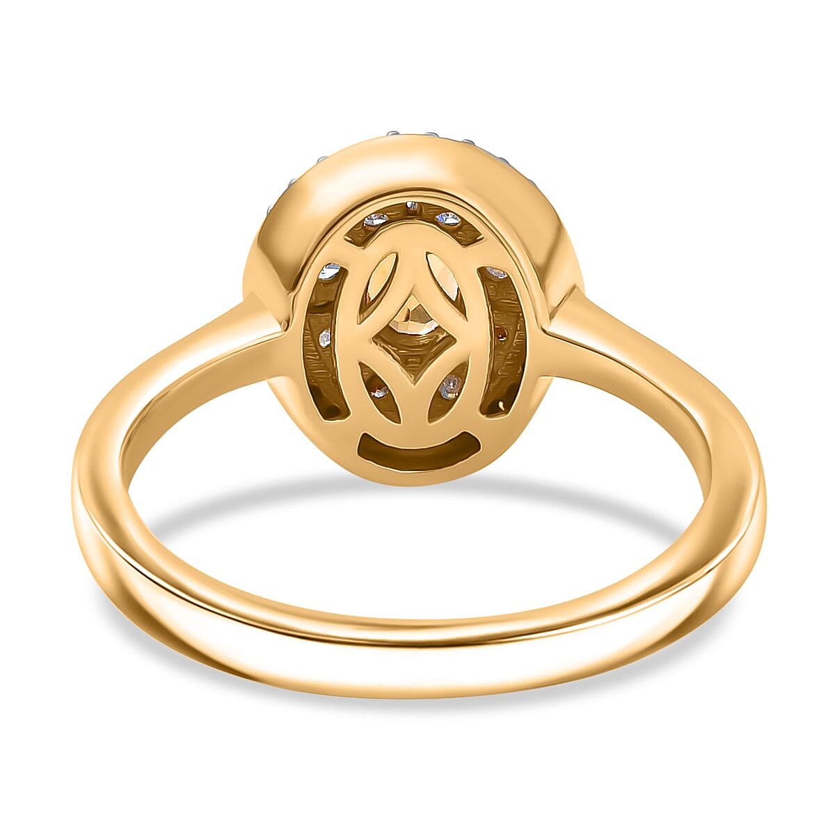 Premium Golden Turkizite, White Diamond (0.31 cts) Double Halo Ring in 18K Vermeil YG Over Sterling Silver (Size 10.0) 0.70 ctw