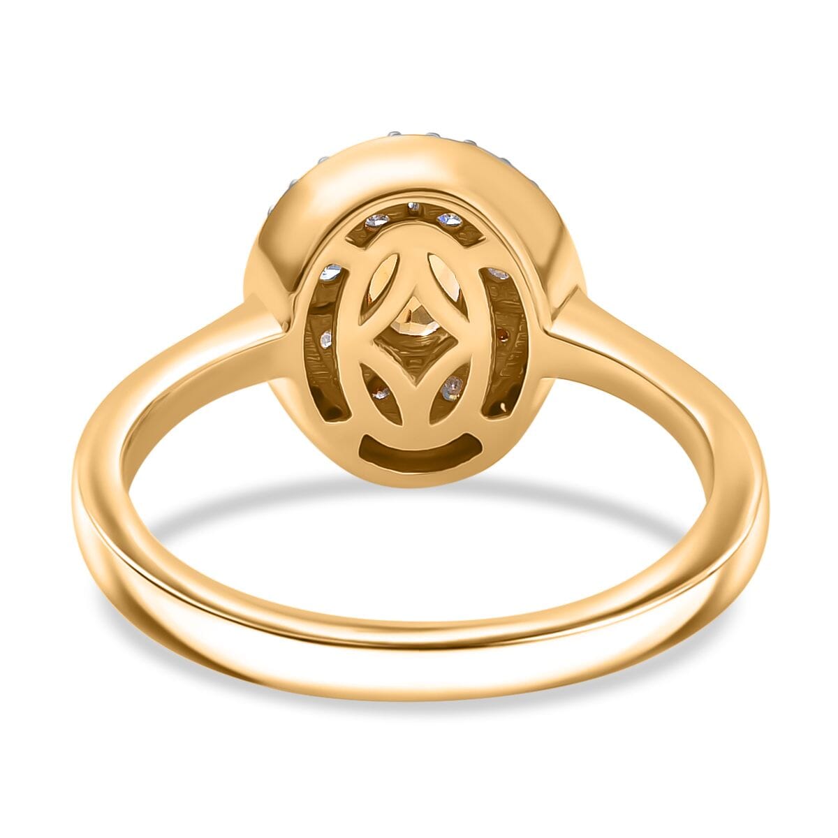 D'Joy Premium Golden Turkizite and White Diamond 0.70 ctw Double Halo Ring in 18K Vermeil Yellow Gold Over Sterling Silver (Size 10.0) image number 4