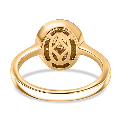 Premium Golden Turkizite, White Diamond (0.31 cts) Double Halo Ring in 18K Vermeil YG Over Sterling Silver (Size 10.0) 0.70 ctw