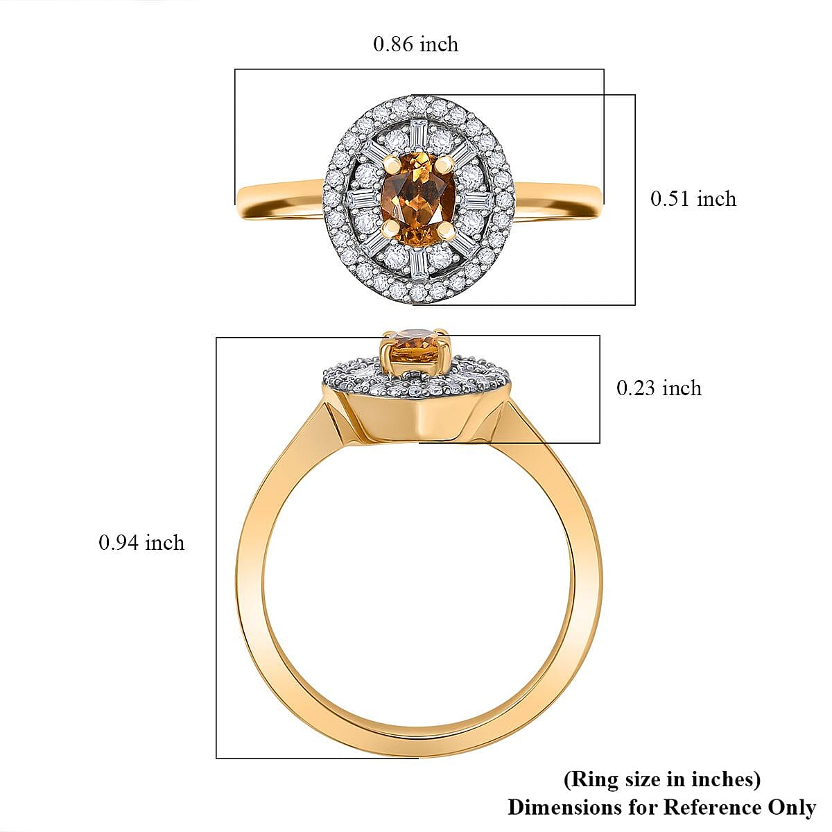 Premium Golden Turkizite, White Diamond (0.31 cts) Double Halo Ring in 18K Vermeil YG Over Sterling Silver (Size 10.0) 0.70 ctw