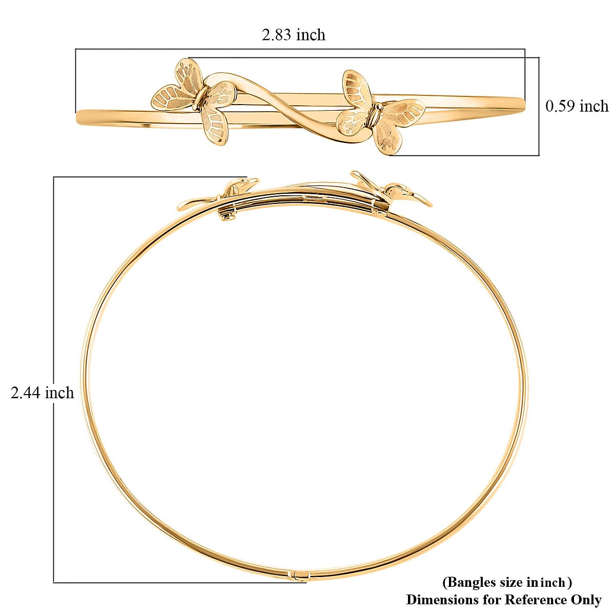 Bali Legacy Butterfly Bangle Bracelet in 10K Yellow Gold 4.10 Grams image number 5