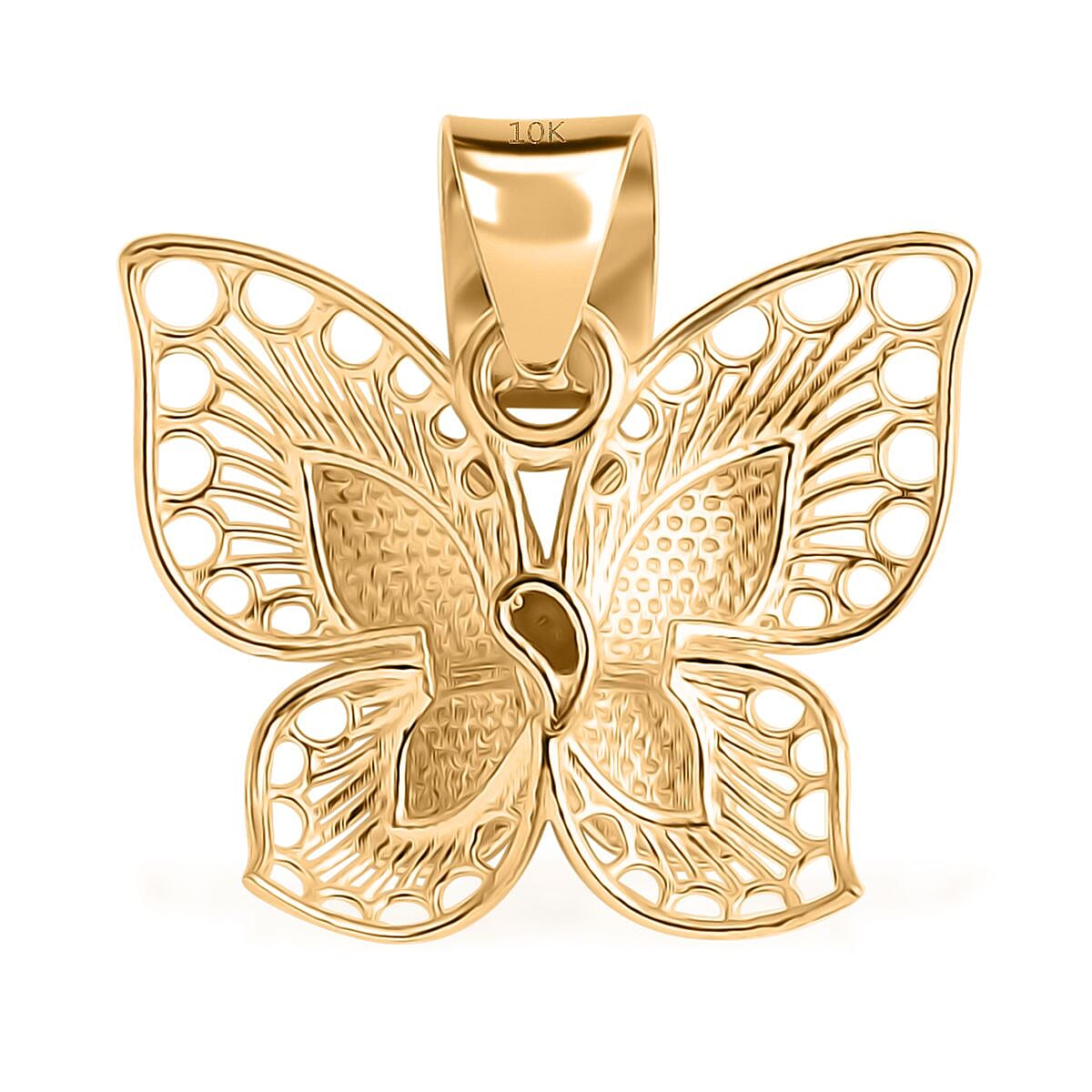 10K Yellow Gold Butterfly Pendant without Chain 0.95 Grams image number 4