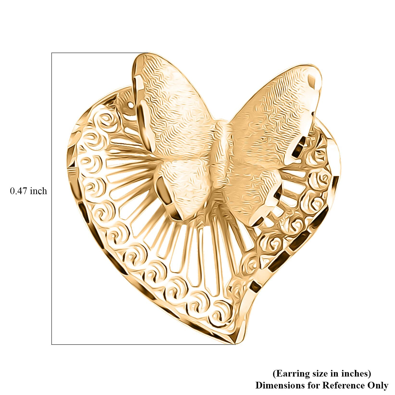10K Yellow Gold Butterfly Stud Earrings 1.16 Grams