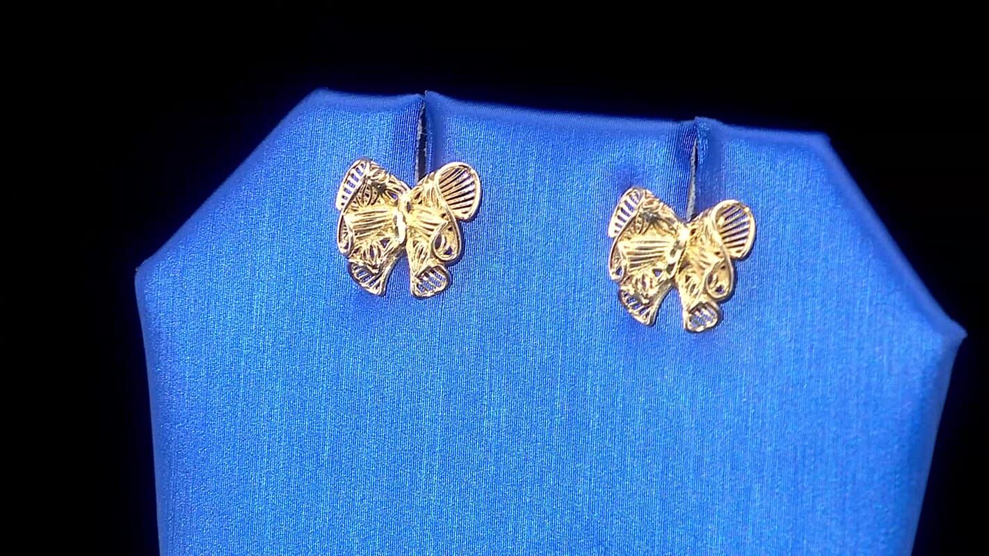 10K Yellow Gold Bow Stud Earrings 1.28 Grams