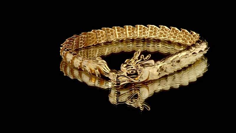 10K Yellow Golden Dragon Bracelet (7.25 In) 20.90 Grams