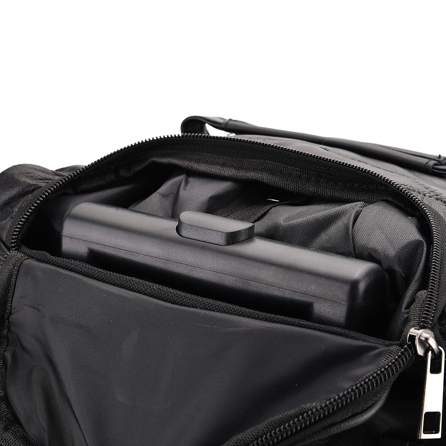 Black Patchwork Sheep Leather Travel Bag with Wheels
