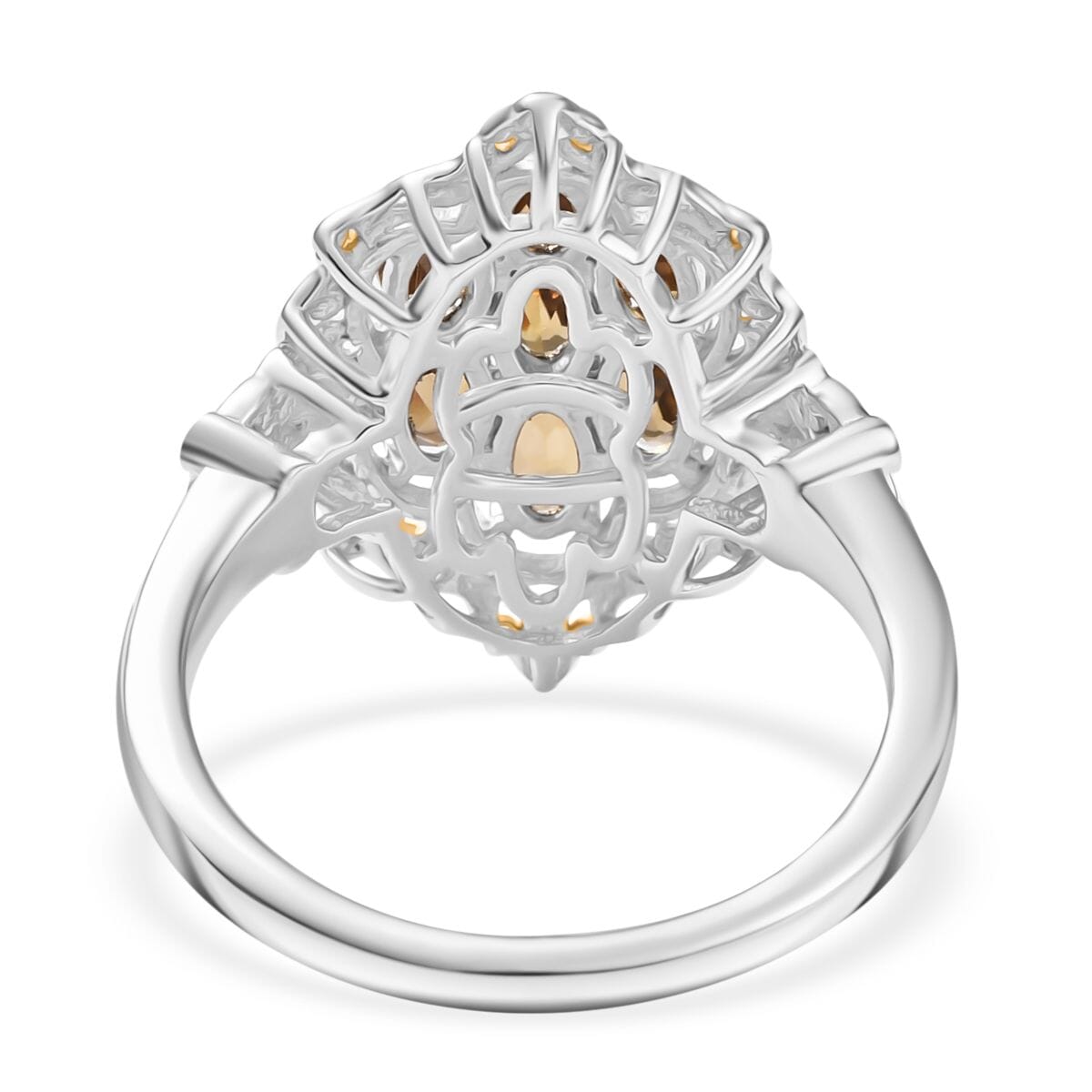 D'Joy Premium Golden Turkizite 1.85 ctw Filigree Cluster Ring in 18K Vermeil YG and Rhodium Over Sterling Silver (Size 8.0) image number 4