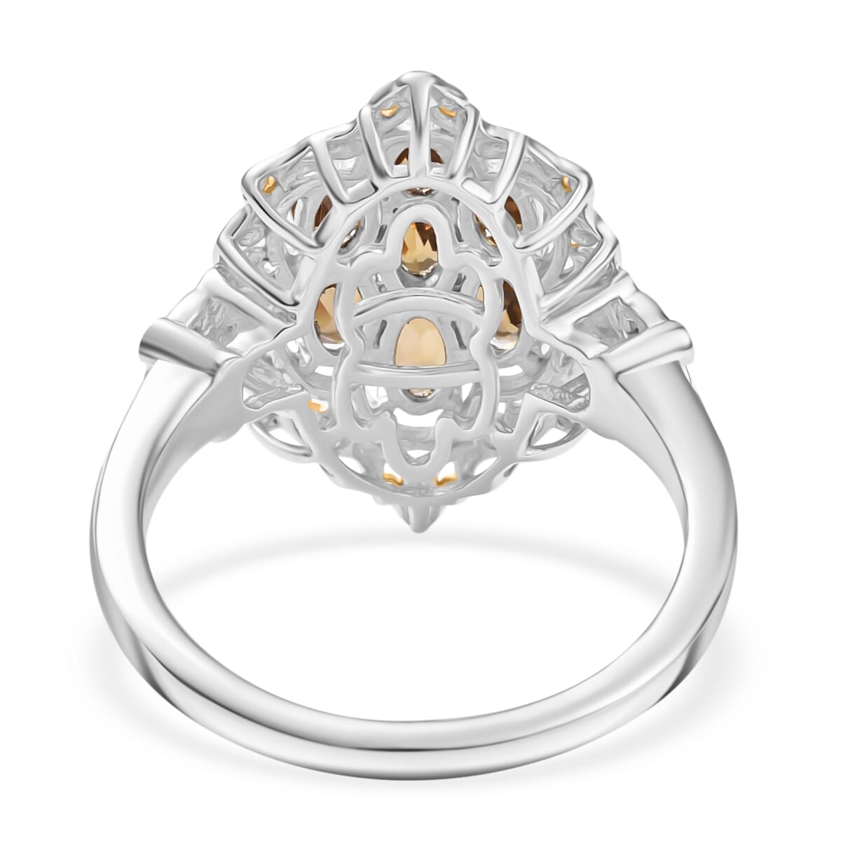 D'Joy Premium Golden Turkizite 1.85 ctw Filigree Cluster Ring in 18K Vermeil YG and Rhodium Over Sterling Silver (Size 9.0) image number 4