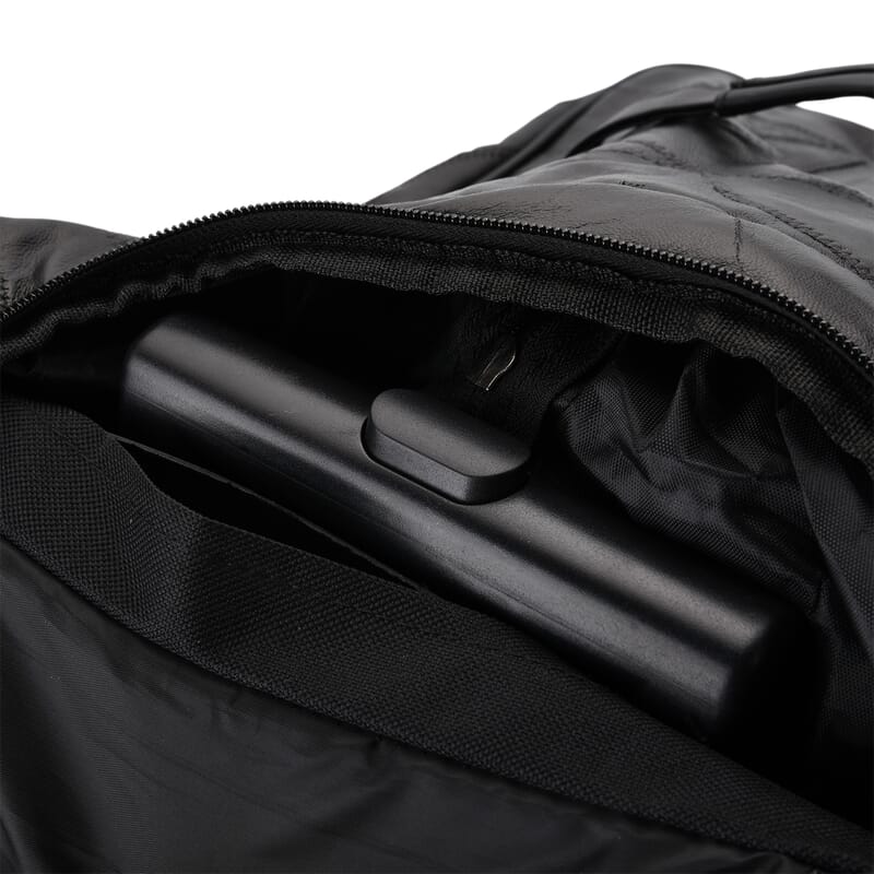 Black Patchwork Sheep Leather Travel Bag with Wheels