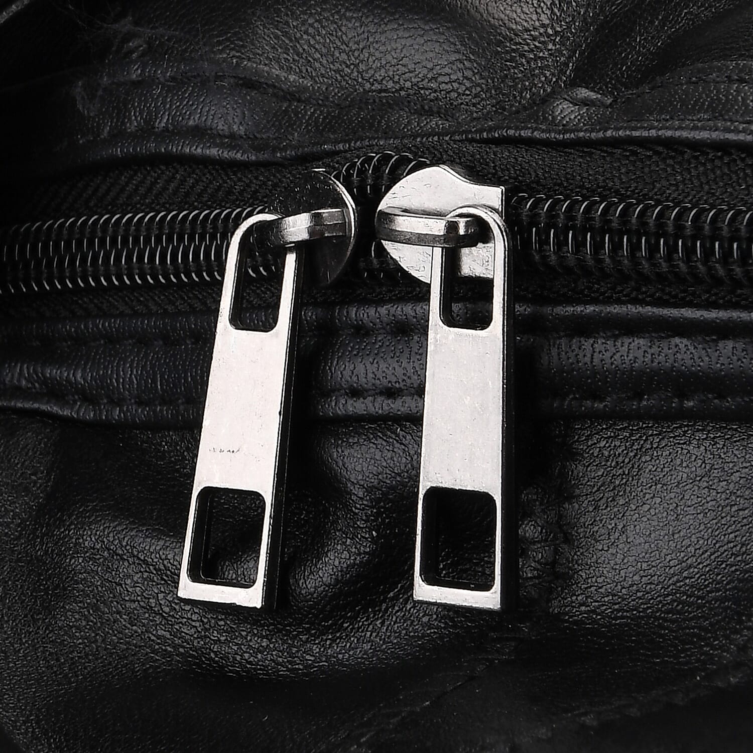Black Patchwork Sheep Leather Travel Bag with Wheels