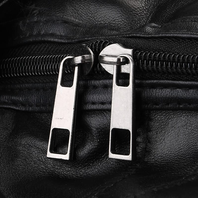 Black Patchwork Sheep Leather Travel Bag with Wheels