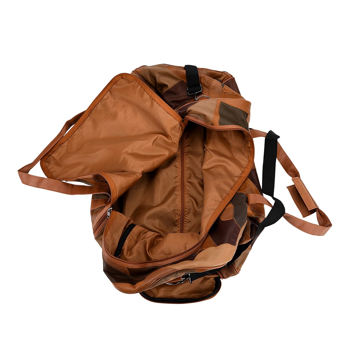 Multi Color Patchwork Sheep Leather Travel Bag with Wheels image number 5