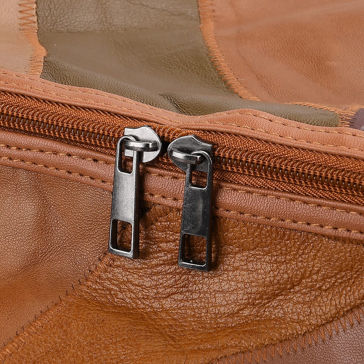 Multi Color Patchwork Sheep Leather Travel Bag with Wheels image number 7