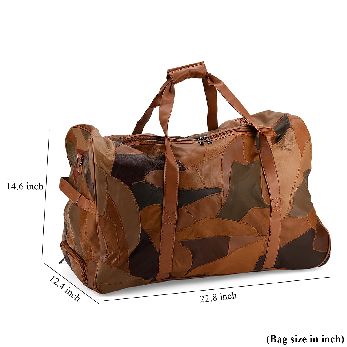 Multi Color Patchwork Sheep Leather Travel Bag with Wheels image number 8