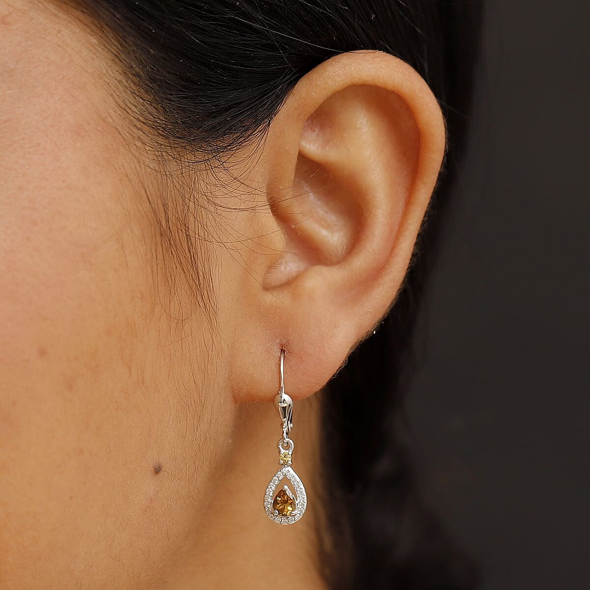 D'Joy Premium Golden Turkizite and Multi Gemstone 1.15 ctw Lever Back Drop Earrings in Rhodium Over Sterling Silver image number 2