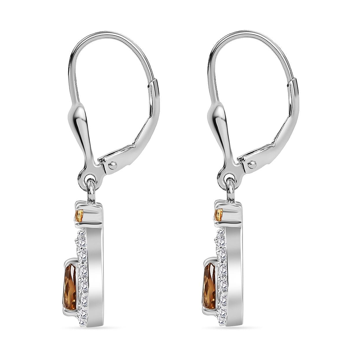 D'Joy Premium Golden Turkizite and Multi Gemstone 1.15 ctw Lever Back Drop Earrings in Rhodium Over Sterling Silver image number 3