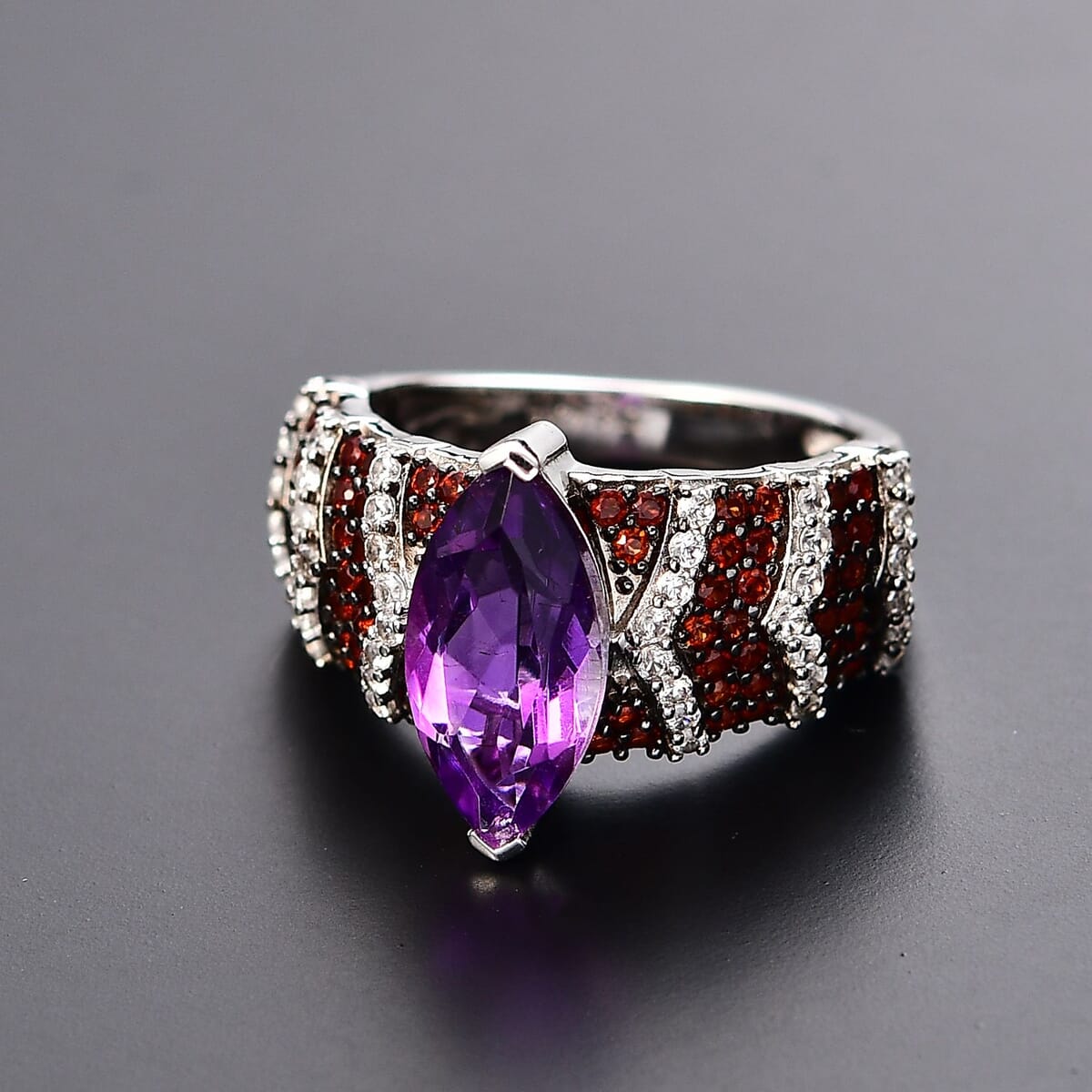 Karis Moroccan Rose and Multi Gemstone 3.80 ctw Celestial Elegance Ring in Platinum Bond (Size 8.0) image number 1