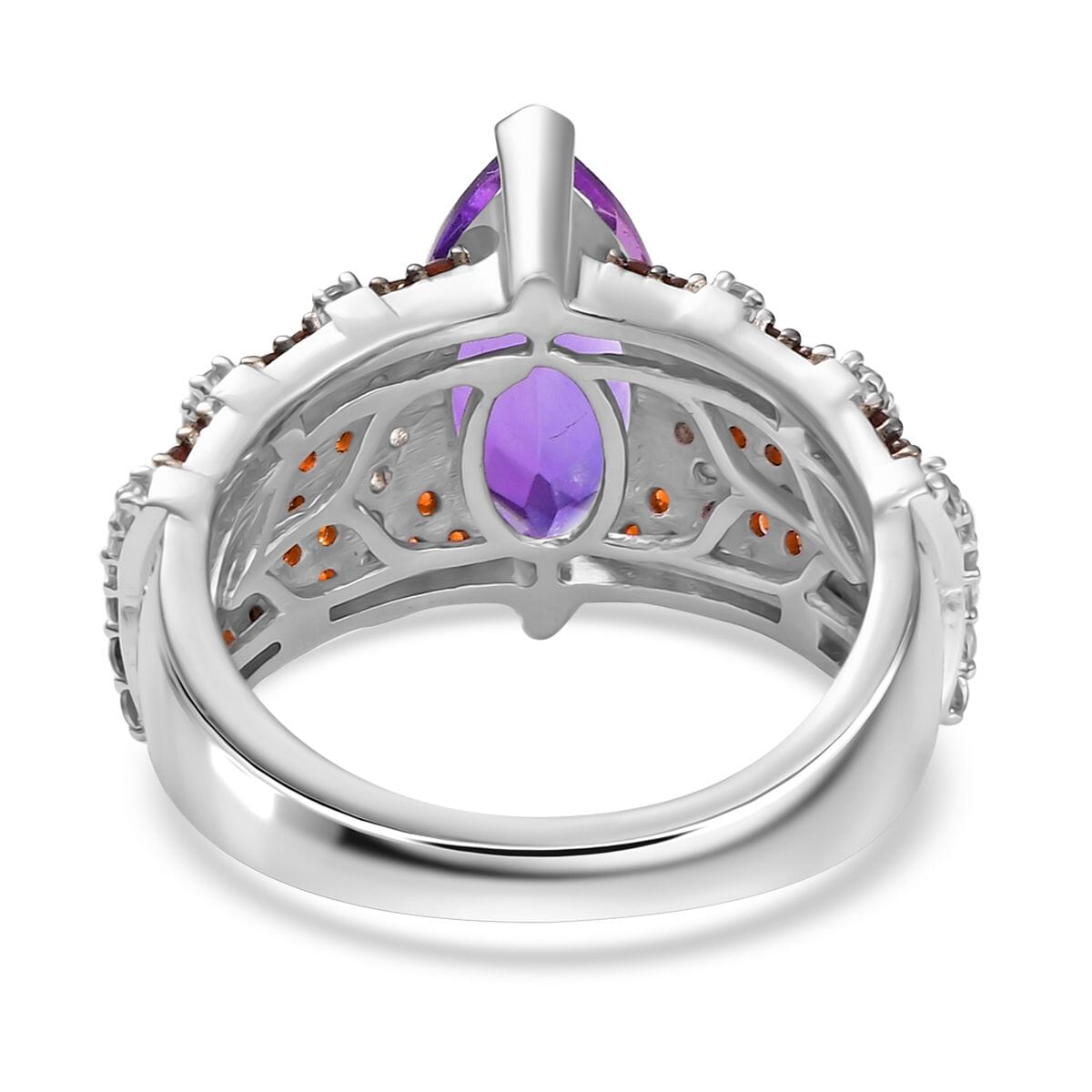 Karis Moroccan Rose and Multi Gemstone 3.80 ctw Celestial Elegance Ring in Platinum Bond (Size 8.0) image number 4