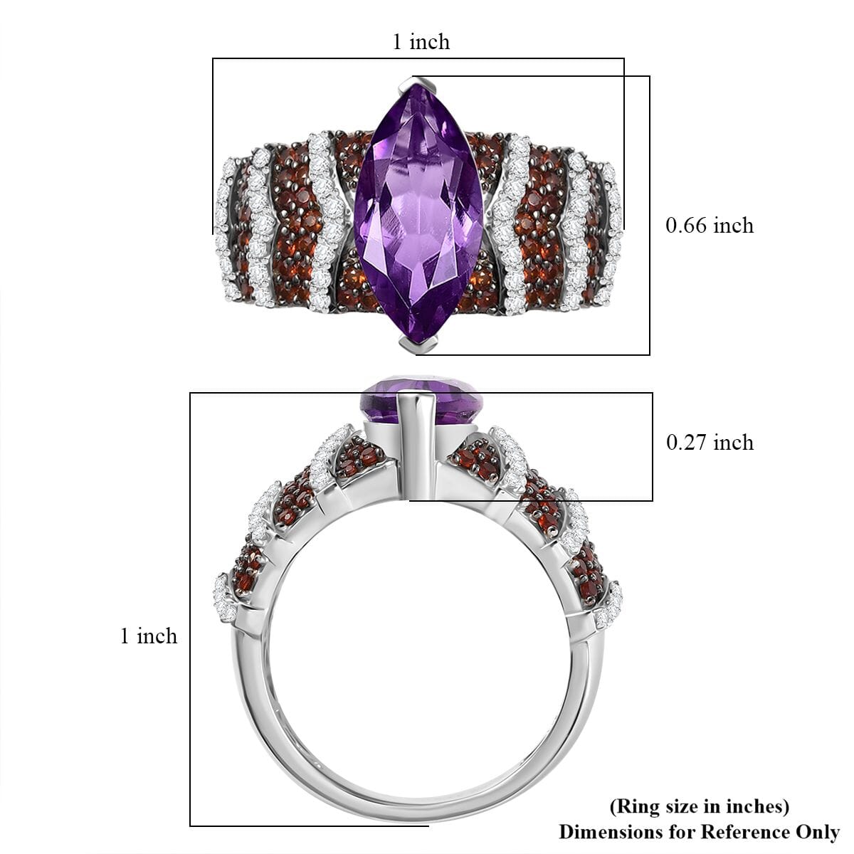 Karis Moroccan Rose and Multi Gemstone 3.80 ctw Celestial Elegance Ring in Platinum Bond (Size 8.0) image number 5