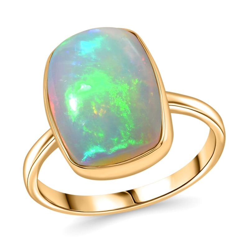 AAA Ethiopian Welo Opal 4.70 ctw Solitaire Ring in 10K Yellow Gold (Size 10.0)