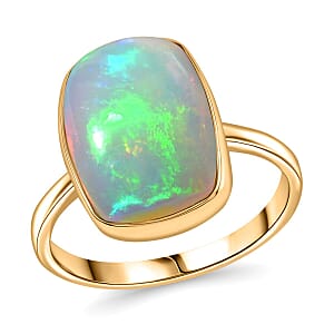 AAA Ethiopian Welo Opal 4.70 ctw Solitaire Ring in 10K Yellow Gold (Size 11.5)