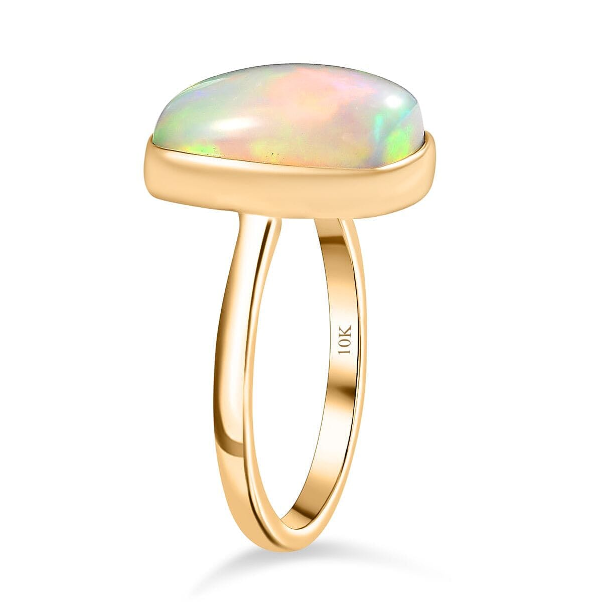 AAA Ethiopian Welo Opal 4.70 ctw Solitaire Ring in 10K Yellow Gold (Size 9.5)