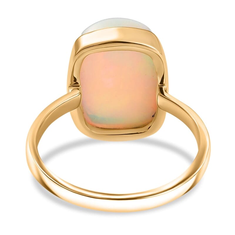 AAA Ethiopian Welo Opal 4.70 ctw Solitaire Ring in 10K Yellow Gold (Size 9.5)