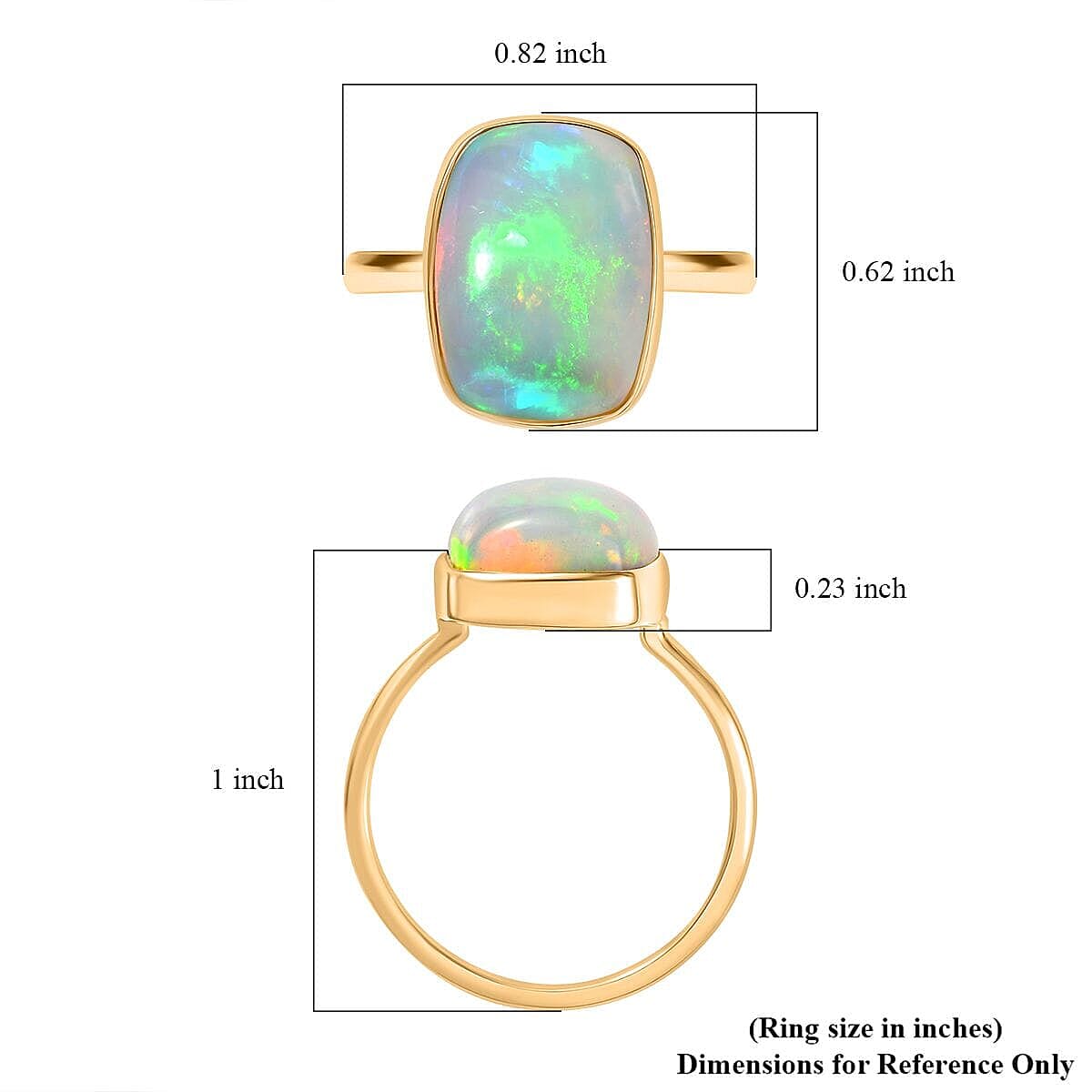 AAA Ethiopian Welo Opal 4.70 ctw Solitaire Ring in 10K Yellow Gold (Size 9.5)