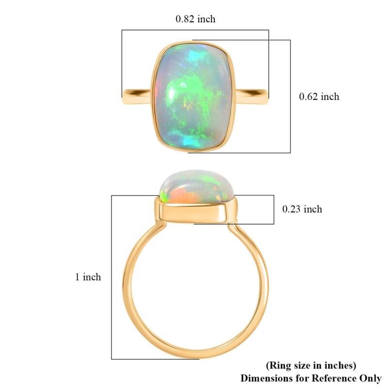 AAA Ethiopian Welo Opal 4.70 ctw Solitaire Ring in 10K Yellow Gold (Size 9.5)