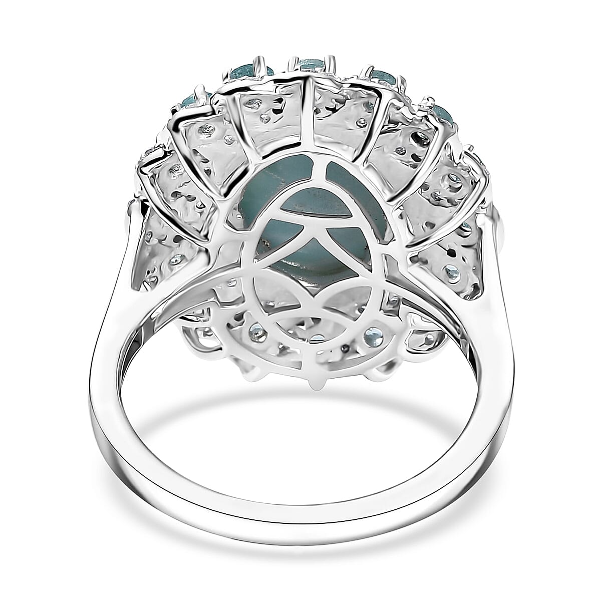 D'Joy Larimar and Multi Gemstone 5.50 ctw Ocean Empress Ring in Rhodium Over Sterling Silver (Size 6.0) image number 4