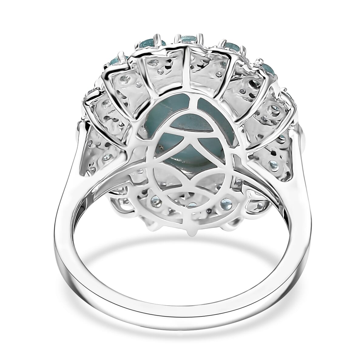 D'Joy Larimar and Multi Gemstone 5.50 ctw Ocean Empress Ring in Rhodium Over Sterling Silver (Size 7.0) image number 4