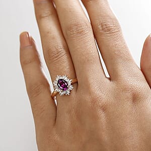 Luxoro AAA Radiant Ember Garnet and G-H I2 Diamond 1.70 ctw Snowflake Ring in 10K Rose Gold (Size 8.5)