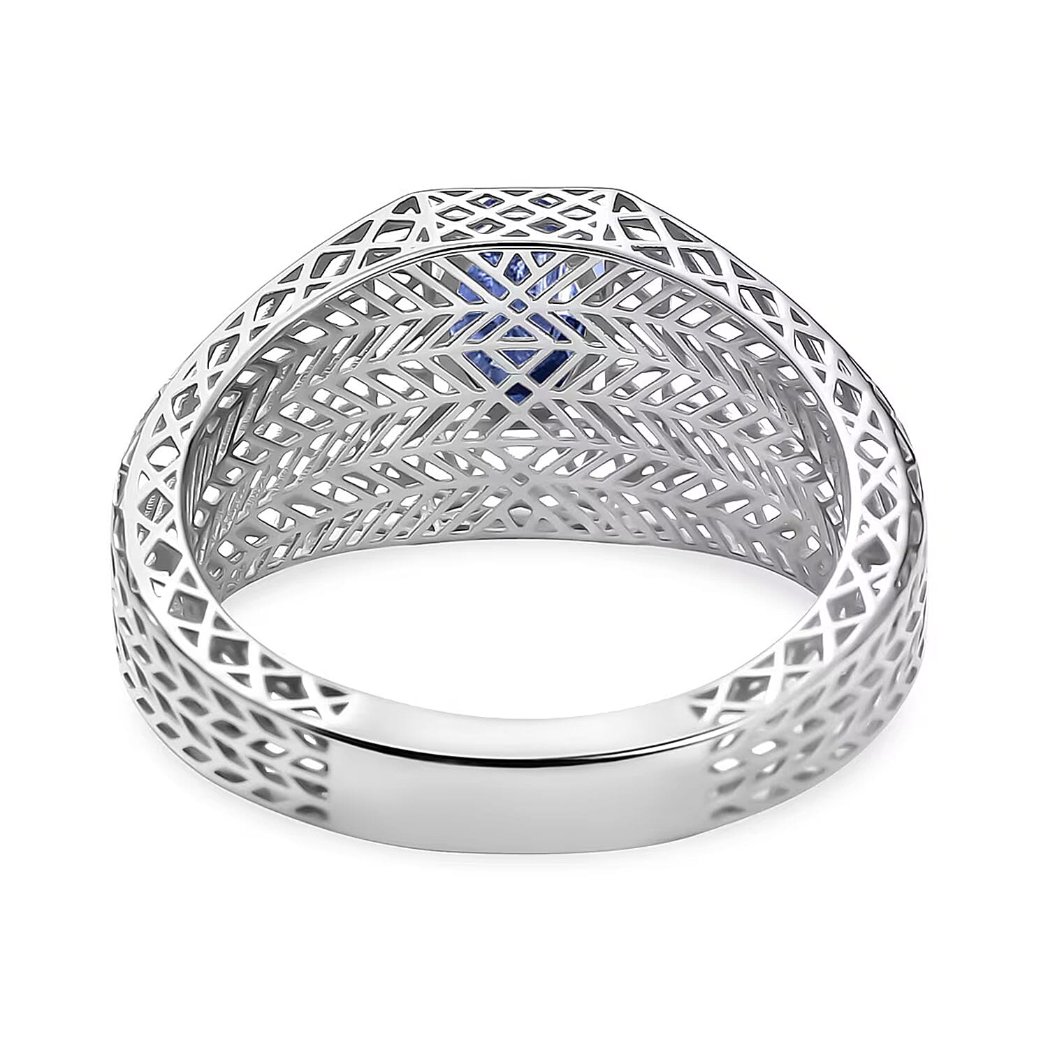 Premium Ceylon Blue Sapphire 1.00 ctw Mens Ring in 10K White Gold (Size 10.0)