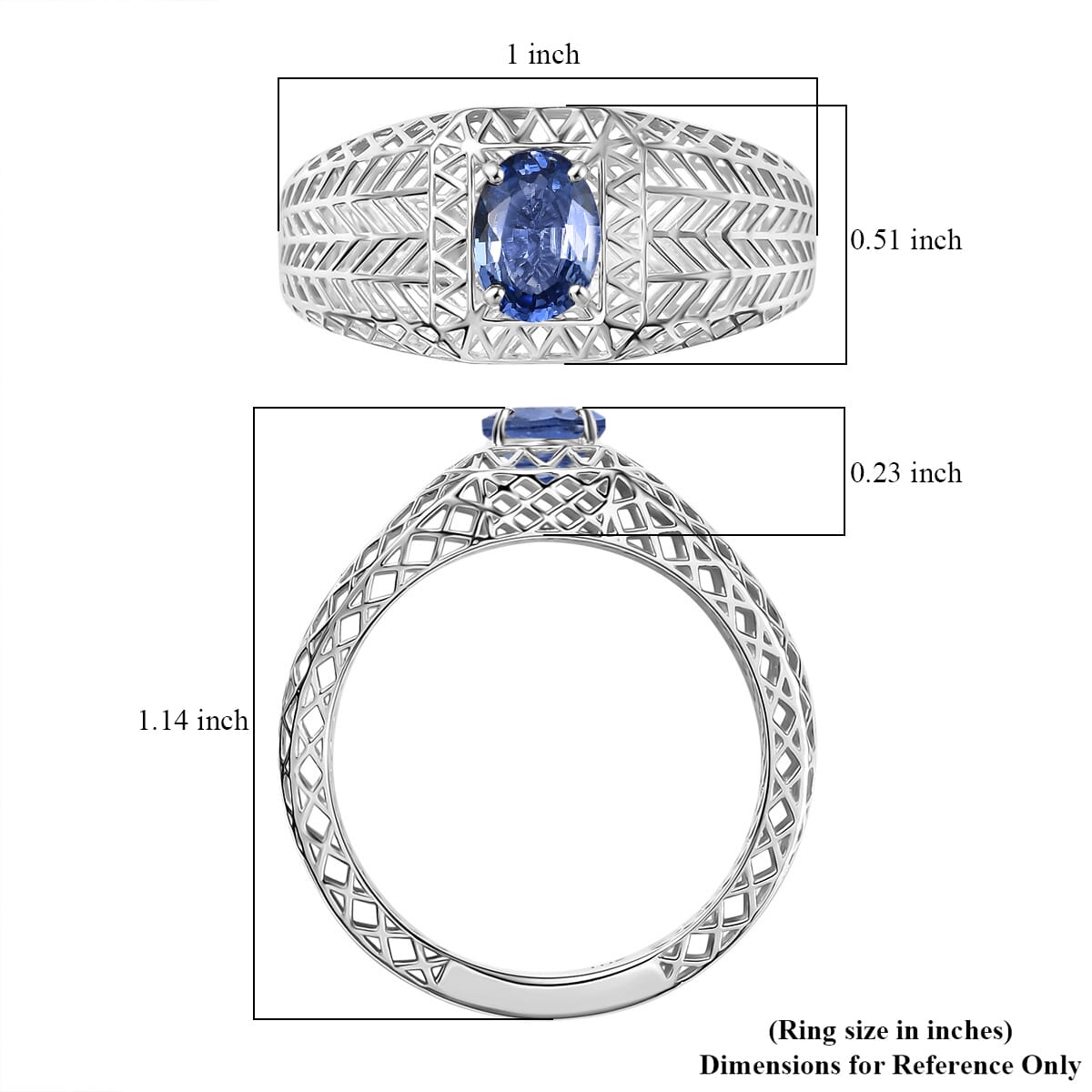 Mirage Collection Premium Ceylon Blue Sapphire 1.00 ctw Mens Ring in 10K White Gold (Size 12.0) image number 5