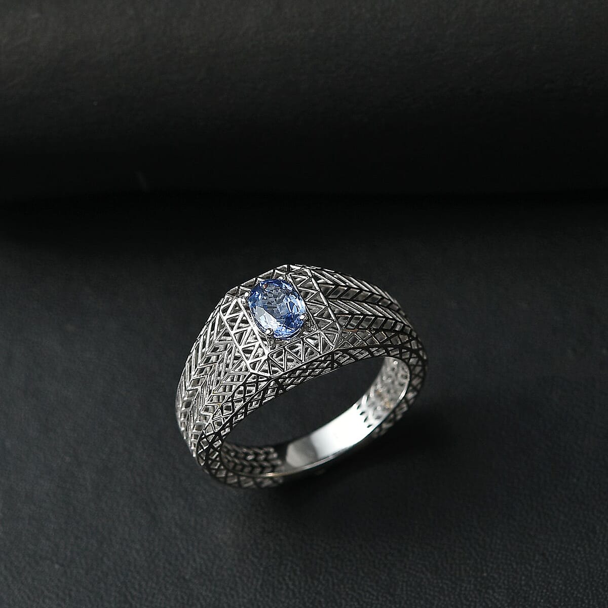 Mirage Collection 10K White Gold Premium Ceylon Blue Sapphire Mens Ring (Size 12.5) 1.00 ctw image number 1