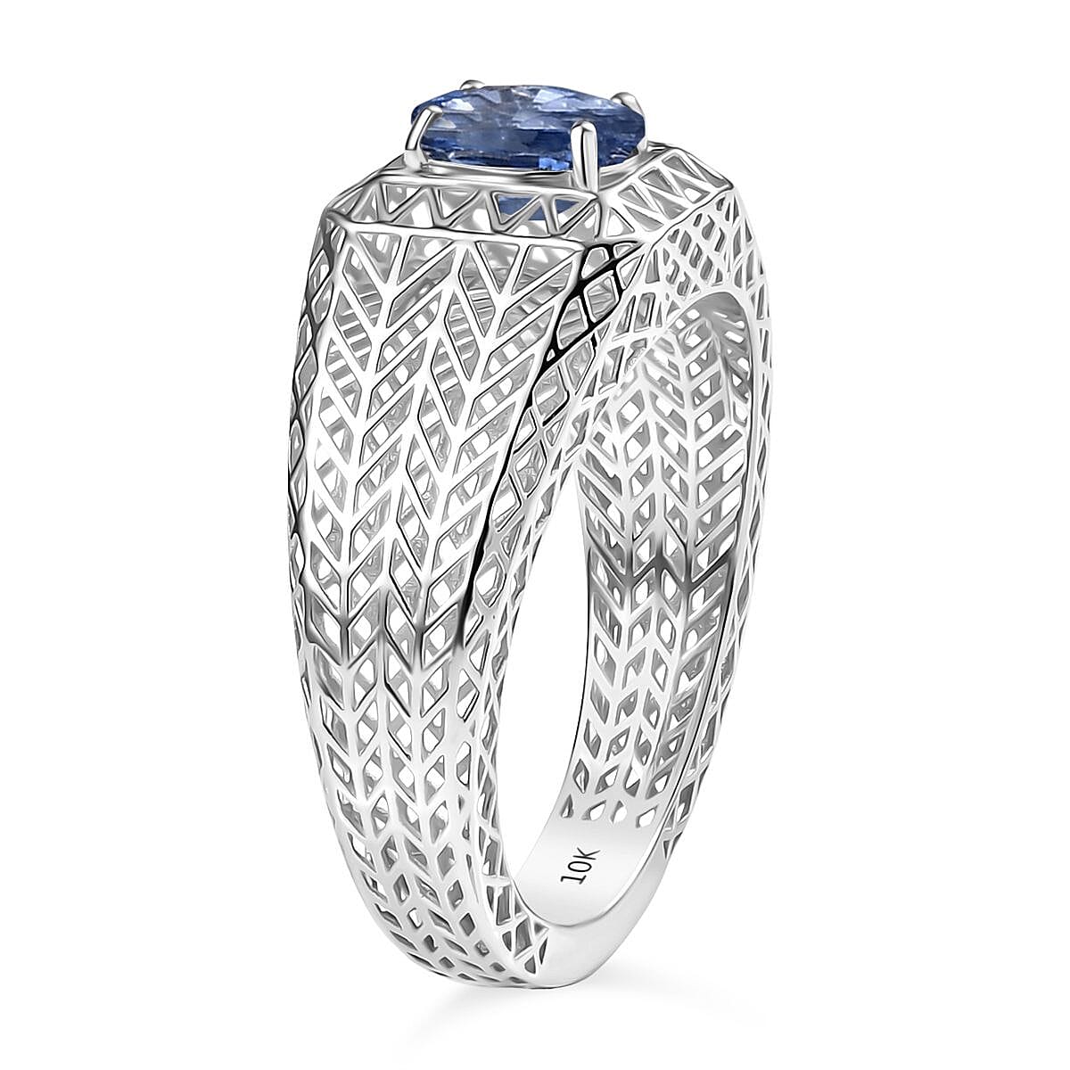 Mirage Collection 10K White Gold Premium Ceylon Blue Sapphire Mens Ring (Size 12.5) 1.00 ctw image number 3