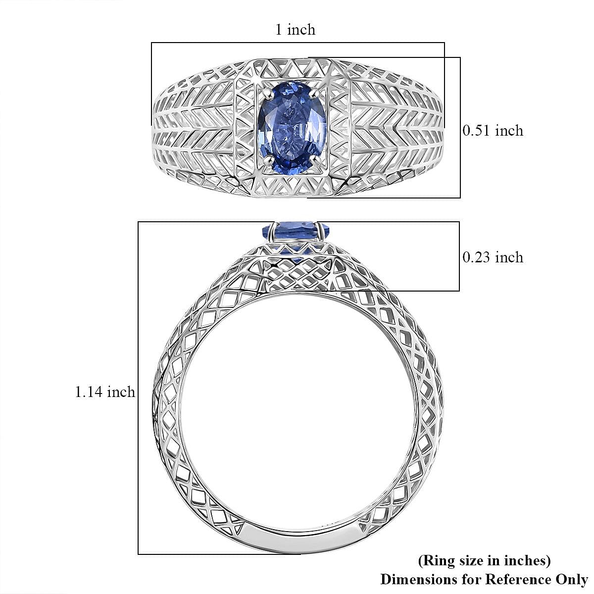 Mirage Collection 10K White Gold Premium Ceylon Blue Sapphire Mens Ring (Size 12.5) 1.00 ctw image number 5