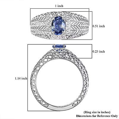 Mirage Collection Ceylon Blue Sapphire Mens Ring in 10K White Gold 1.00 ctw (Size 12.5)