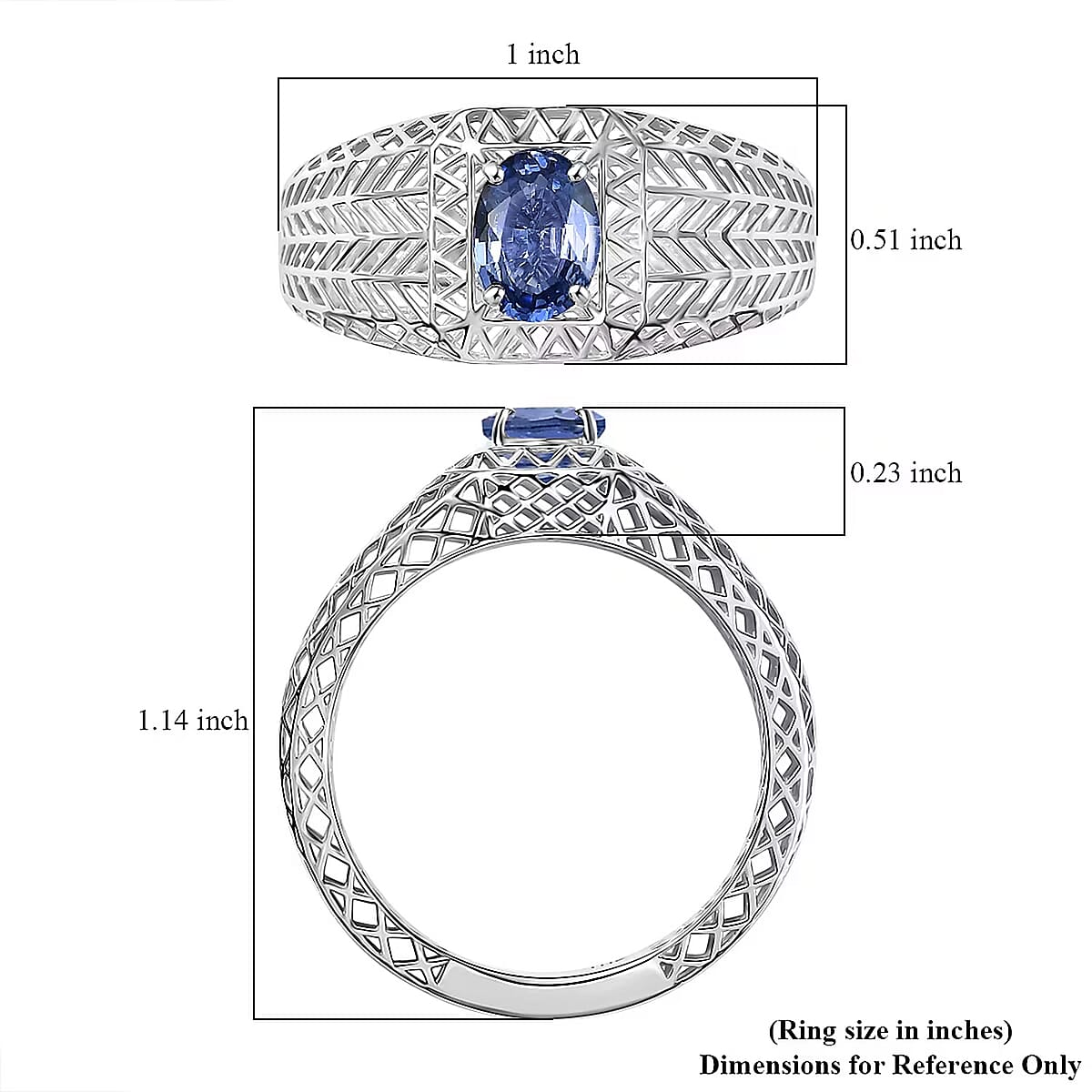 Mirage Collection Ceylon Blue Sapphire Mens Ring in 10K White Gold 1.00 ctw (Size 13.0) image number 5