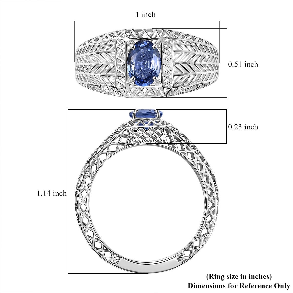 Mirage Collection Premium Ceylon Blue Sapphire 1.00 ctw Mens Ring in 10K White Gold (Size 13.0) image number 5
